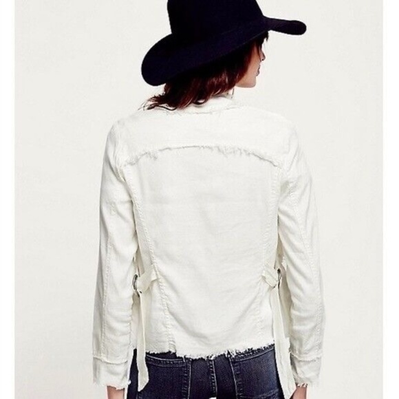 FREE PEOPLE Linen Raw Femme Draped Jacket Off-White Eggshell Cream X-Small - Picture 8 of 14
